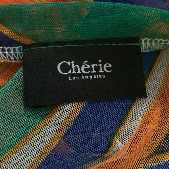 Cherie LA Women's Size Medium Mini Dress Sheer 70’s Hippie Psychedelic Body Con - Picture 10 of 12